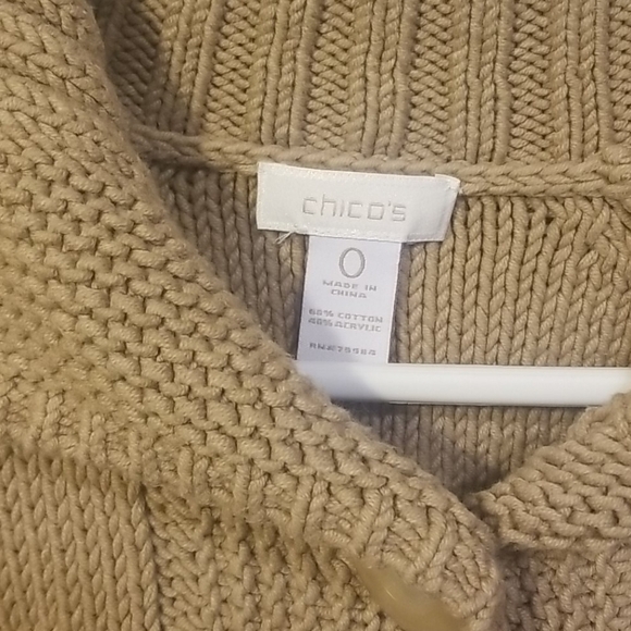 CHICO: SIZE 0 BUTTON DOWN SWEATER DARK TAN - Picture 2 of 4